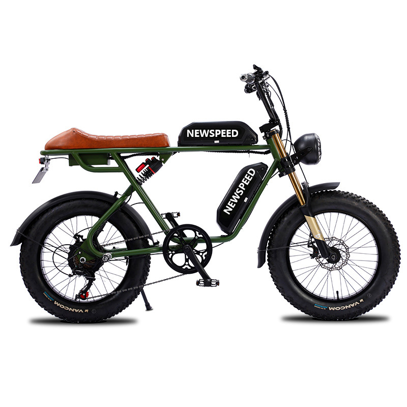 USA Long Range Fast Fat 20inch 48V 750W Retro Dual Battery Super Cruiser Cycle E-bike Electric City Bike Motorcycle w Pedals 