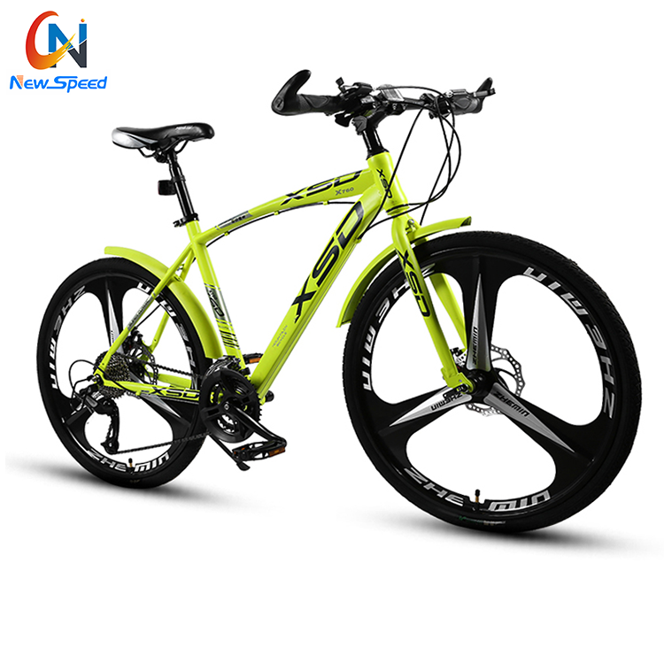 High-Carbon Steel Adult Mountain Bike 21 Speed Disc Brake Road Bike with Magnesium Alloy Rim 