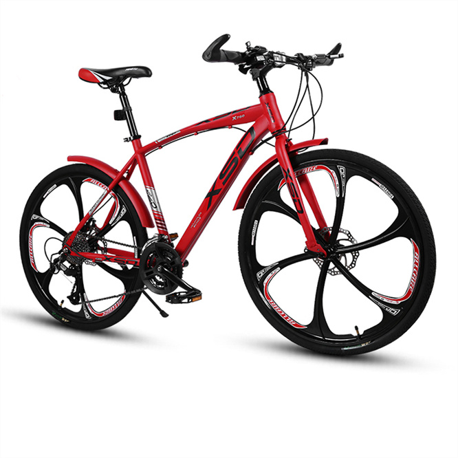 High-Carbon Steel Adult Mountain Bike 21 Speed Disc Brake Road Bike with Magnesium Alloy Rim 