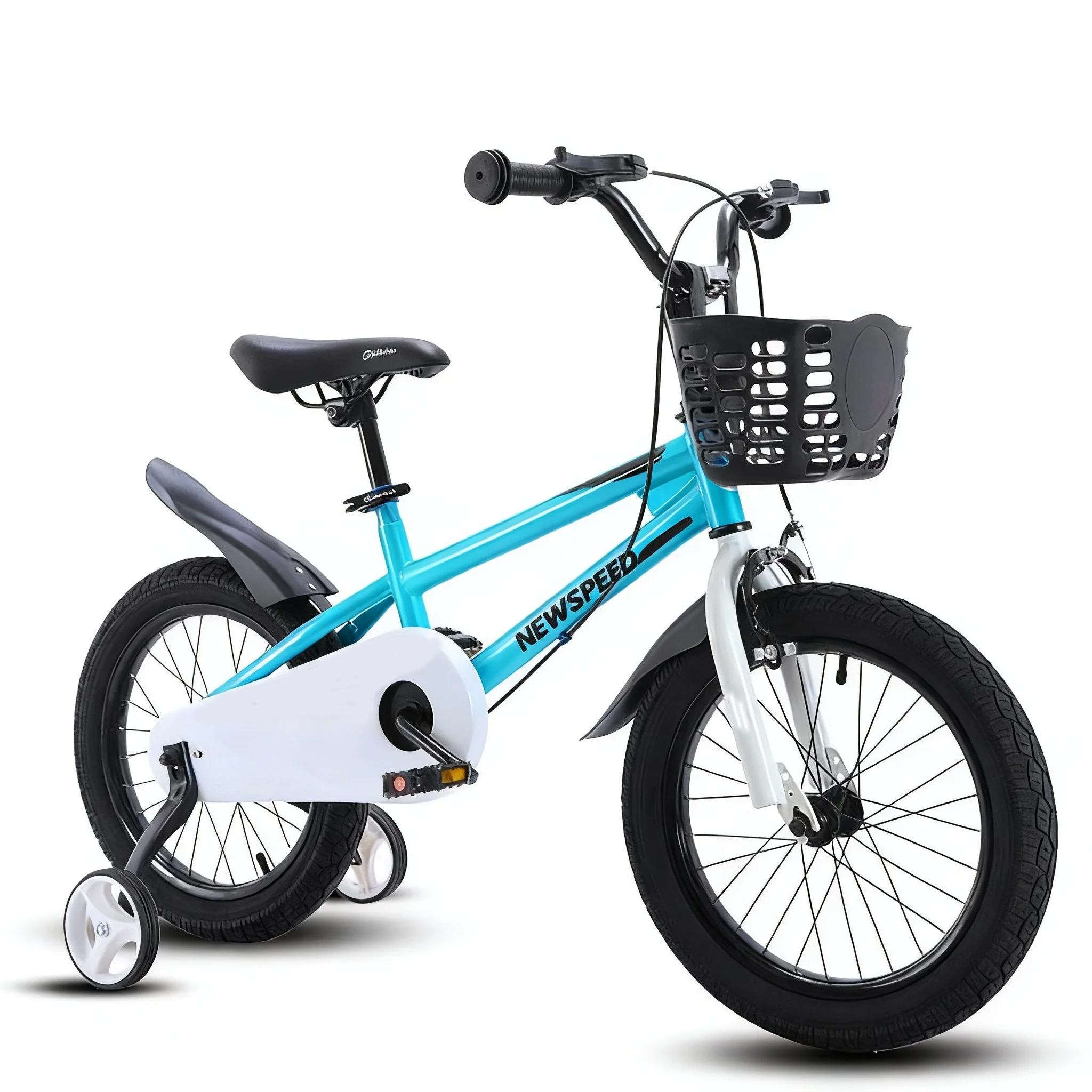 New Children's Steel Single Speed Bicycle with Auxiliary Wheels Full Suspension Plastic Basket for Outdoor Play & Safe Travel 