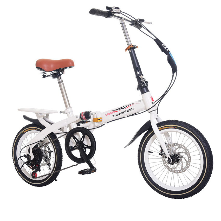 16/20inch Steel Frame Folding Bicycle with Disc Brake 6 Speed Gears Suspension Fork 