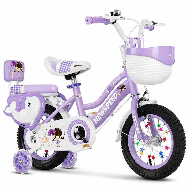 Pink Customized Color Princess Steel Frame 12/14/16/18 Inch 12-Speed Girls Children's Bicycle Training Wheels for 5-10 Years 
