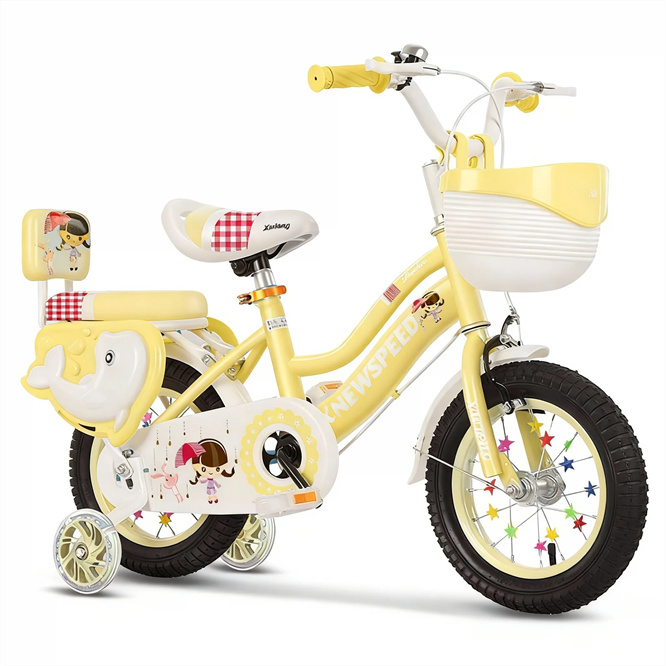 Pink Customized Color Princess Steel Frame 12/14/16/18 Inch 12-Speed Girls Children's Bicycle Training Wheels for 5-10 Years 