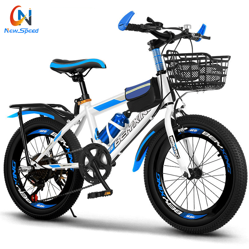 New 16-inch Light Blue Steel Children's Bicycle with Training Wheels and Alloy Rim for 5-8 Year Olds Outdoor Sports