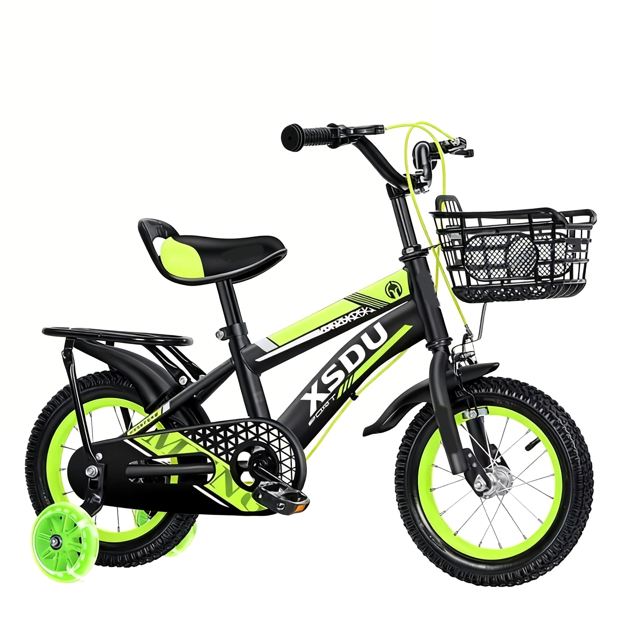 Wholesale Children's Bicycles 12-16 Inches Disc Brake Single Speed with Plastic Basket and Training Wheels 