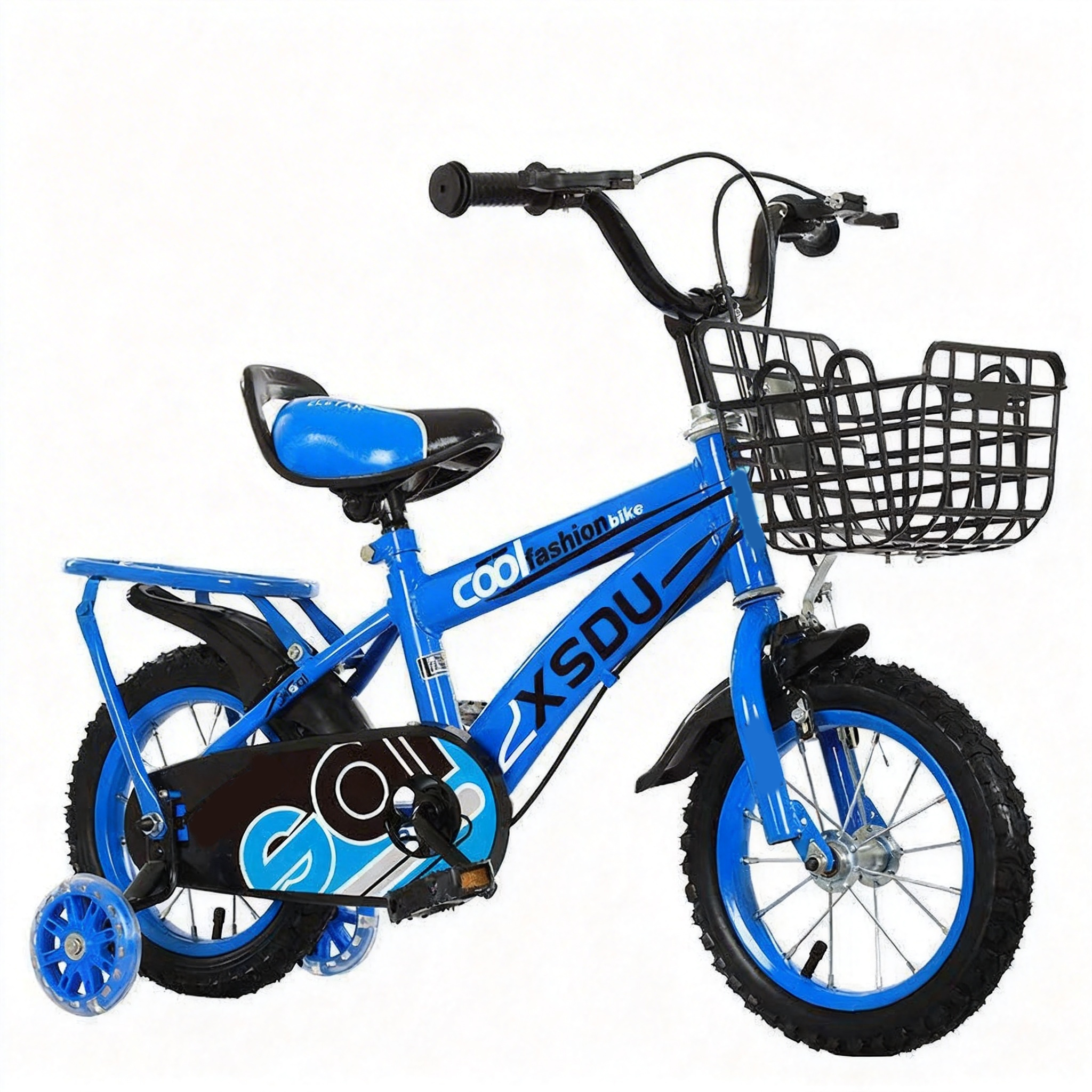 Wholesale Children's Bicycles 12-16 Inches Disc Brake Single Speed with Plastic Basket and Training Wheels 
