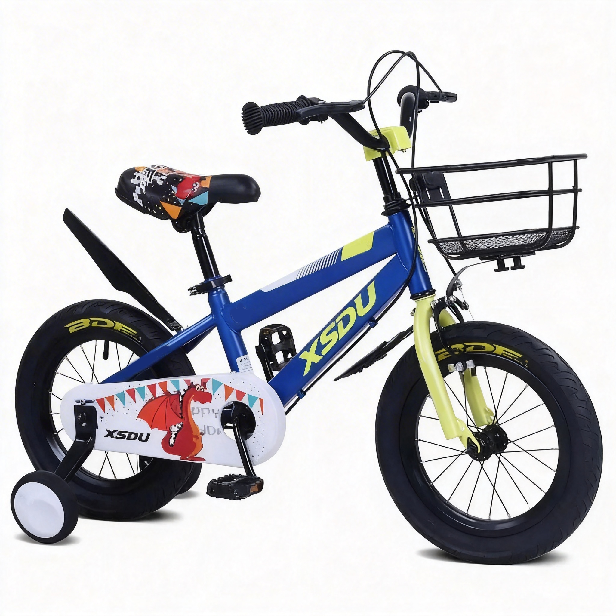 Cheaper Kids Bicycle Boys and Girls 14/16 Inch Steel Fork Disc Brake Single Speed Full Suspension Training Wheels Pink 